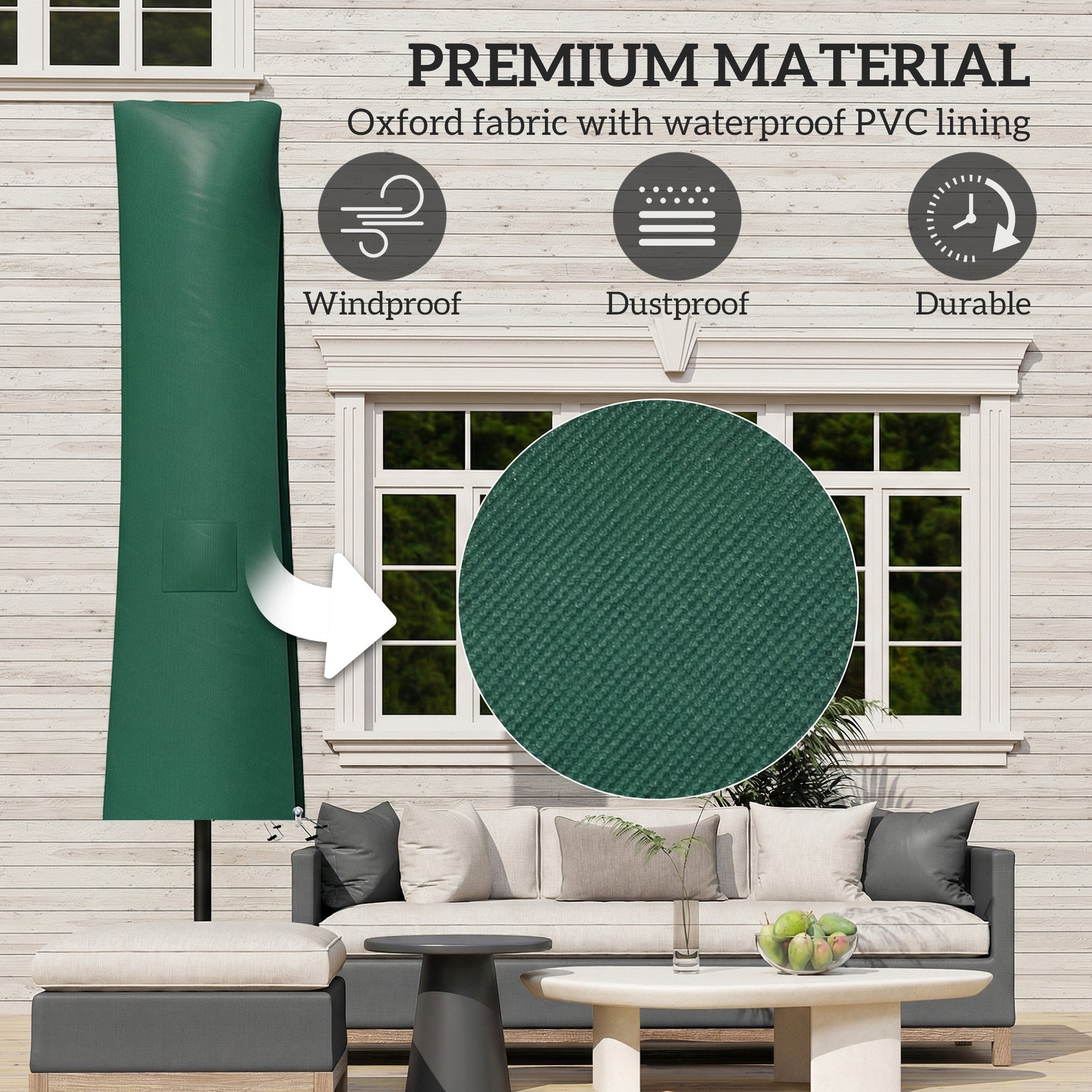 Outsunny Garden Parasol Cover, Waterproof Cantilever Banana Umbrella Protector, 240 x 48/70 cm for 3 m Cantilever Parasol 