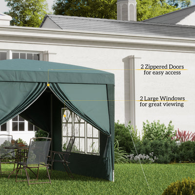 Outsunny 3 x 3m Pop Up Gazebo, Wedding Party Canopy Tent Marquee with Carry Bag and Windows, Green 