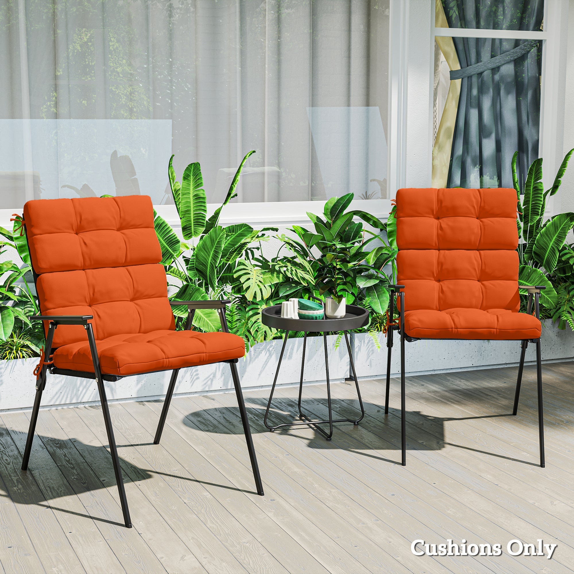 Outsunny Set of Two Padded Outdoor Seat Cushions - Orange 