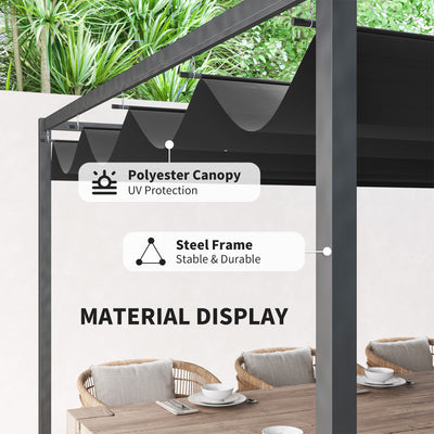 Outsunny 4 x 3m Metal Pergola, with Retractable Canopy Roof - Black 