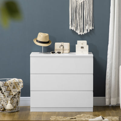 HOMCOM Chest of Drawers, 3-Drawer Storage Organiser Unit for Bedroom, Living Room, White 