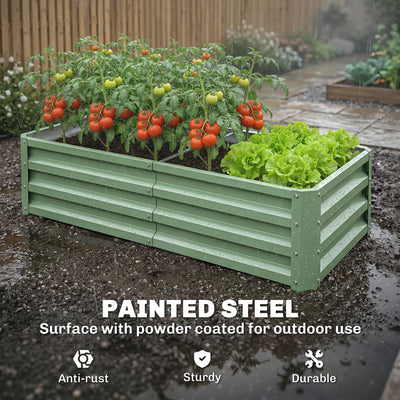 Outsunny Raised Beds for Garden, Galvanised Outdoor Planters, for Herbs and Vegetables, Use for Patio, Garden, Balcony 