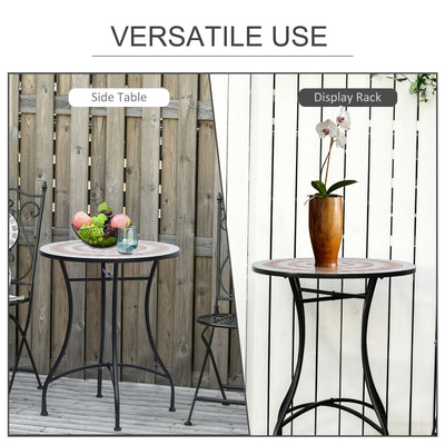 Outsunny 60cm Mosaic Round Bistro Table Side Bar Table Patio Garden Outdoor Balcony Furniture 