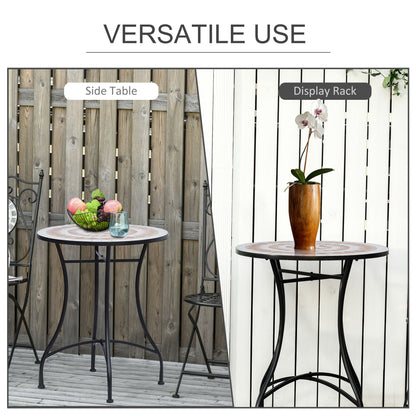 Outsunny 60cm Mosaic Round Bistro Table Side Bar Table Patio Garden Outdoor Balcony Furniture 