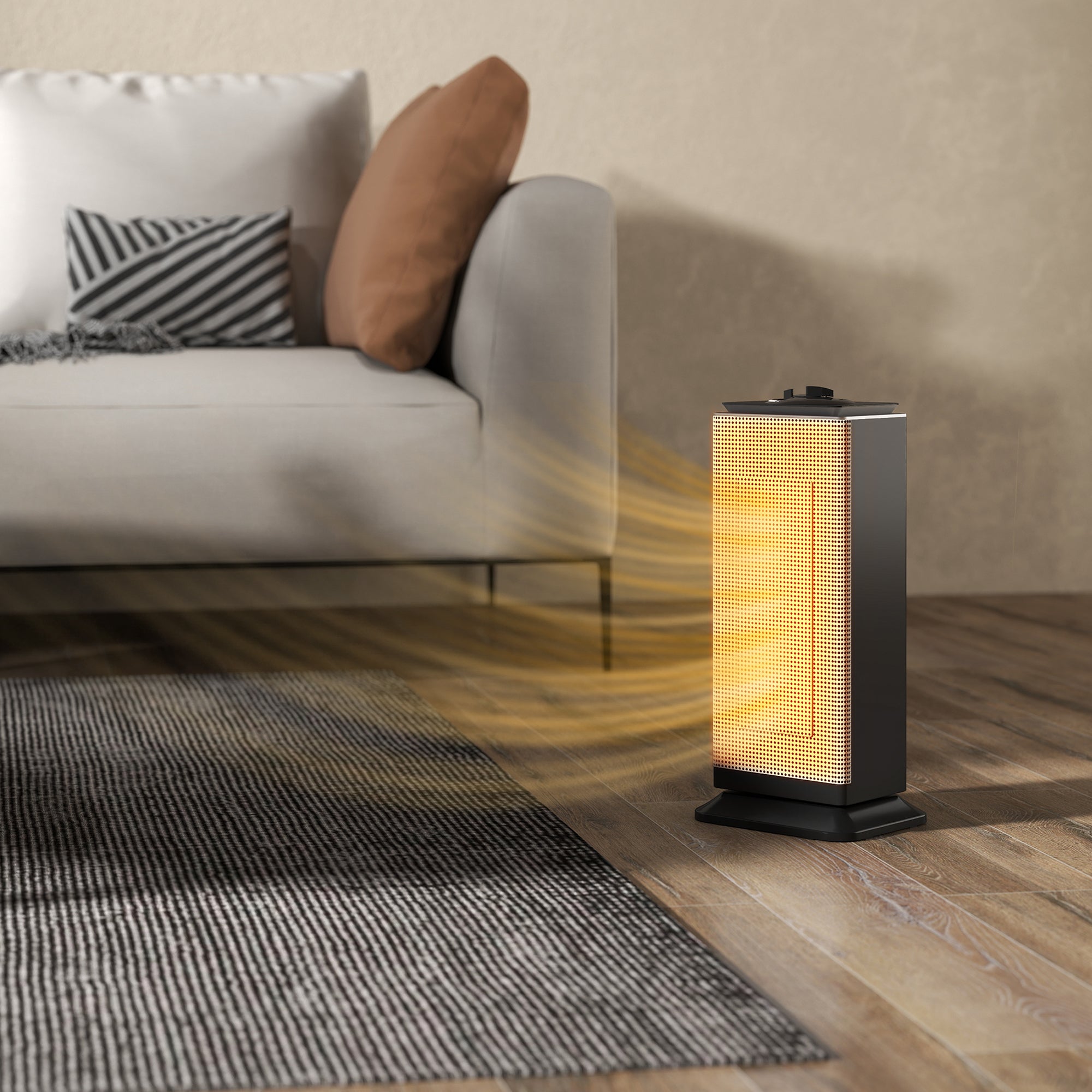 HOMCOM 2000W Ceramic Electric Heater with Fan, Oscillation - Black 