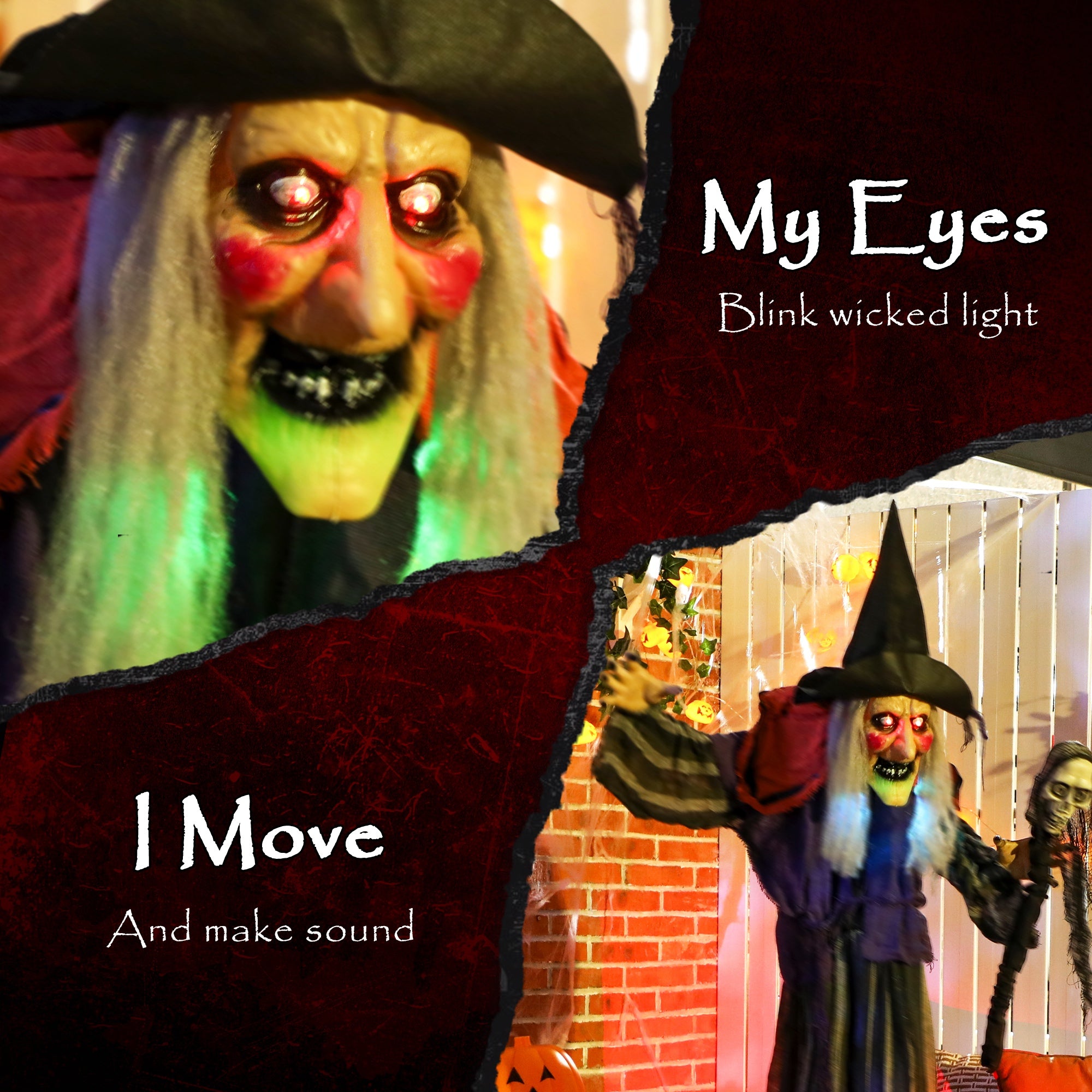 Outsunny 160cm Lifelike Moving Witch Decoration - Multi