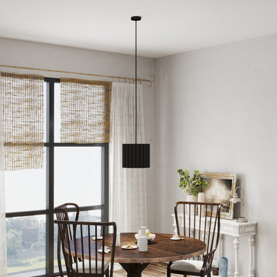 HOMCOM Linen Pendant Light, Modern Wave Ceiling Light Shade, E27 Lampshade for Living Room, Bedroom, Kitchen, Hallway, Black 
