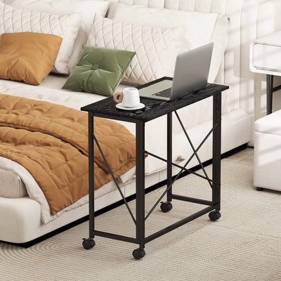 HOMCOM 80 cm Folding Desk on Wheels - Black 