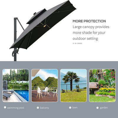 Outsunny 3 x 3(m) Aluminum Sun Square Canopy Top w/ Adjustable Pole Angle Dark Grey 