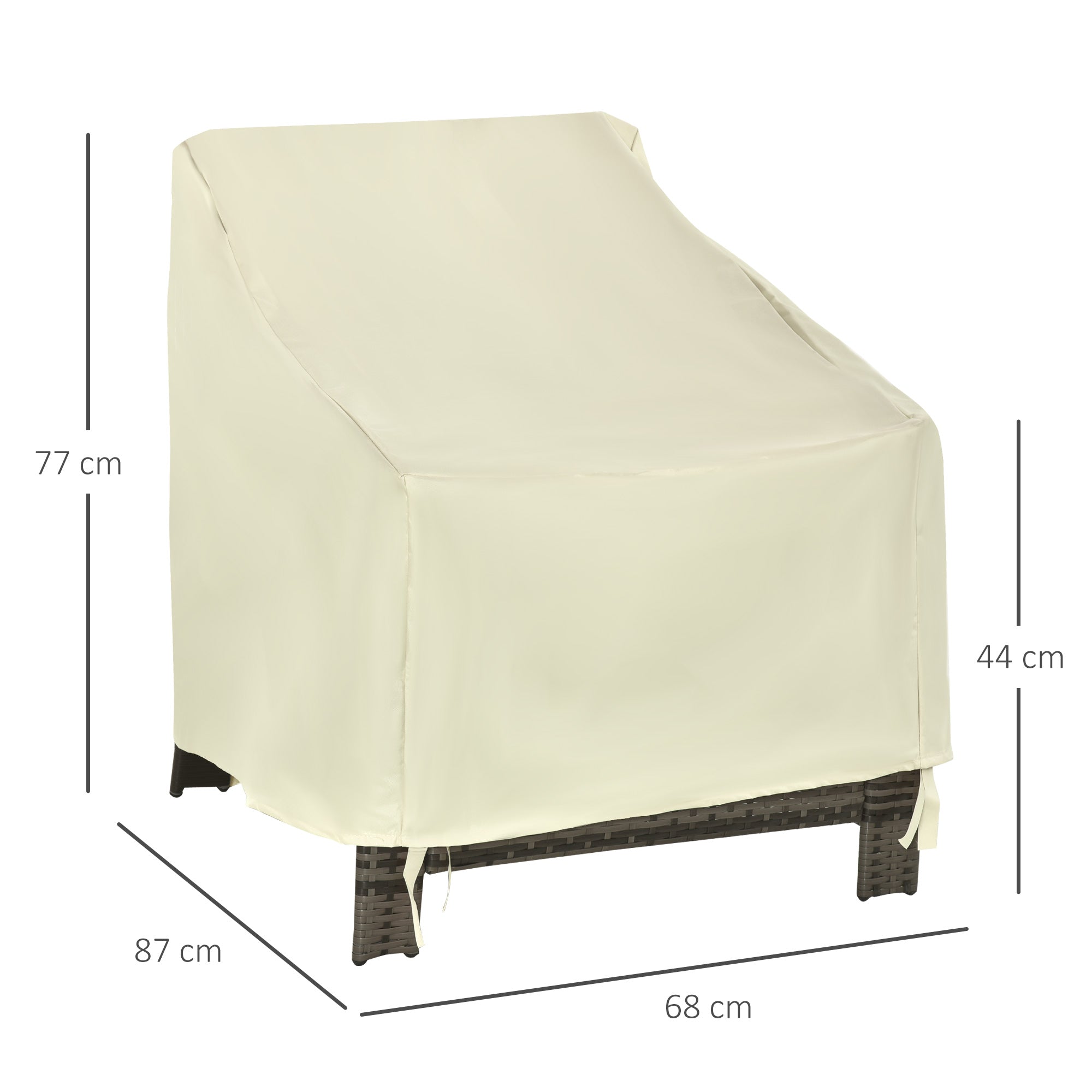 Outsunny 600D Oxford Cloth Furniture Cover Single Chair Garden Patio Outdoor Protector Waterproof 68x87x44-77cm 