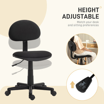 HOMCOM Small Armless Office Chair - Black 