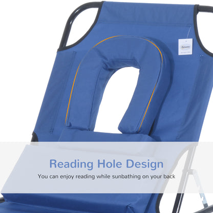 Outsunny Reading Hole Sun Lounger - Blue 