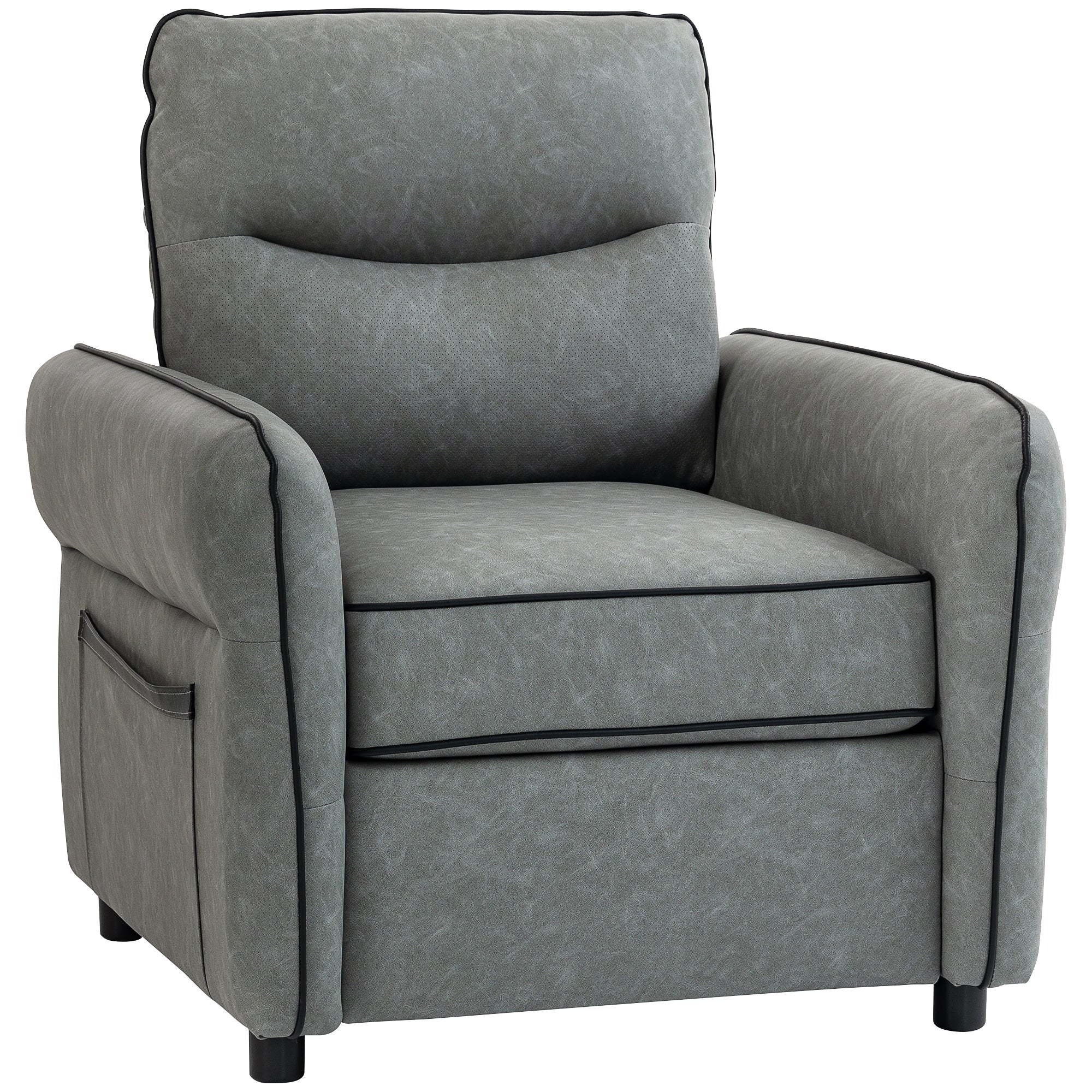 HOMCOM Accent Chair, Faux Leather Armchair - Grey 