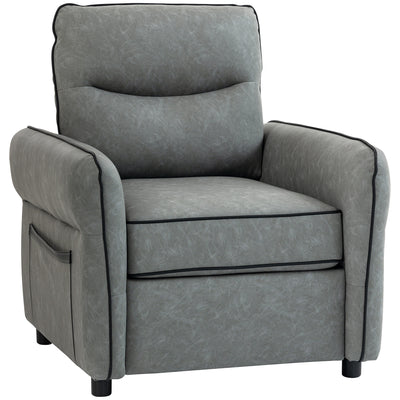 HOMCOM Accent Chair, Faux Leather Armchair - Grey 