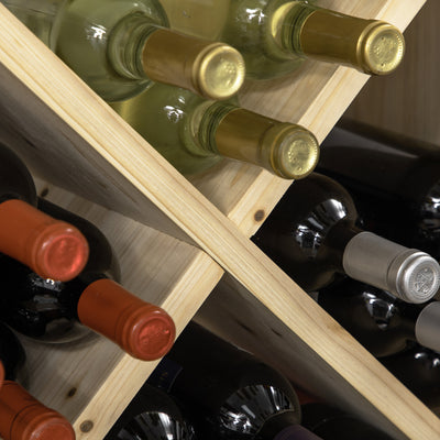 HOMCOM Set of 2 Wooden Wine Rack, X-Shaped Square Tabletop Storage Holder for 24 Bottle, Natural Wood 