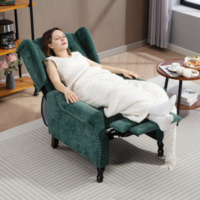 HOMCOM 150° Reclining Vintage Armchair, with footrest - Dark Green 
