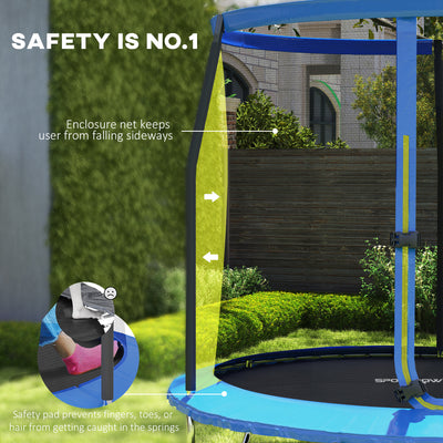 SPORTNOW 8ft Trampoline with Safety Enclosure Net, Steel Frame Outdoor Trampoline, with Edge, Safety Cover 