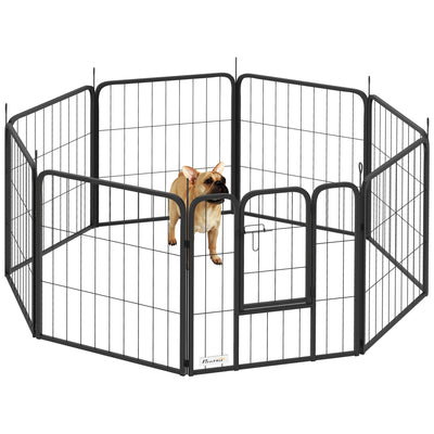 PawHut 8 Panels Heavy Duty Dog Playpen with Door Indoor Outdoor, for Small Dogs, 60cm High 