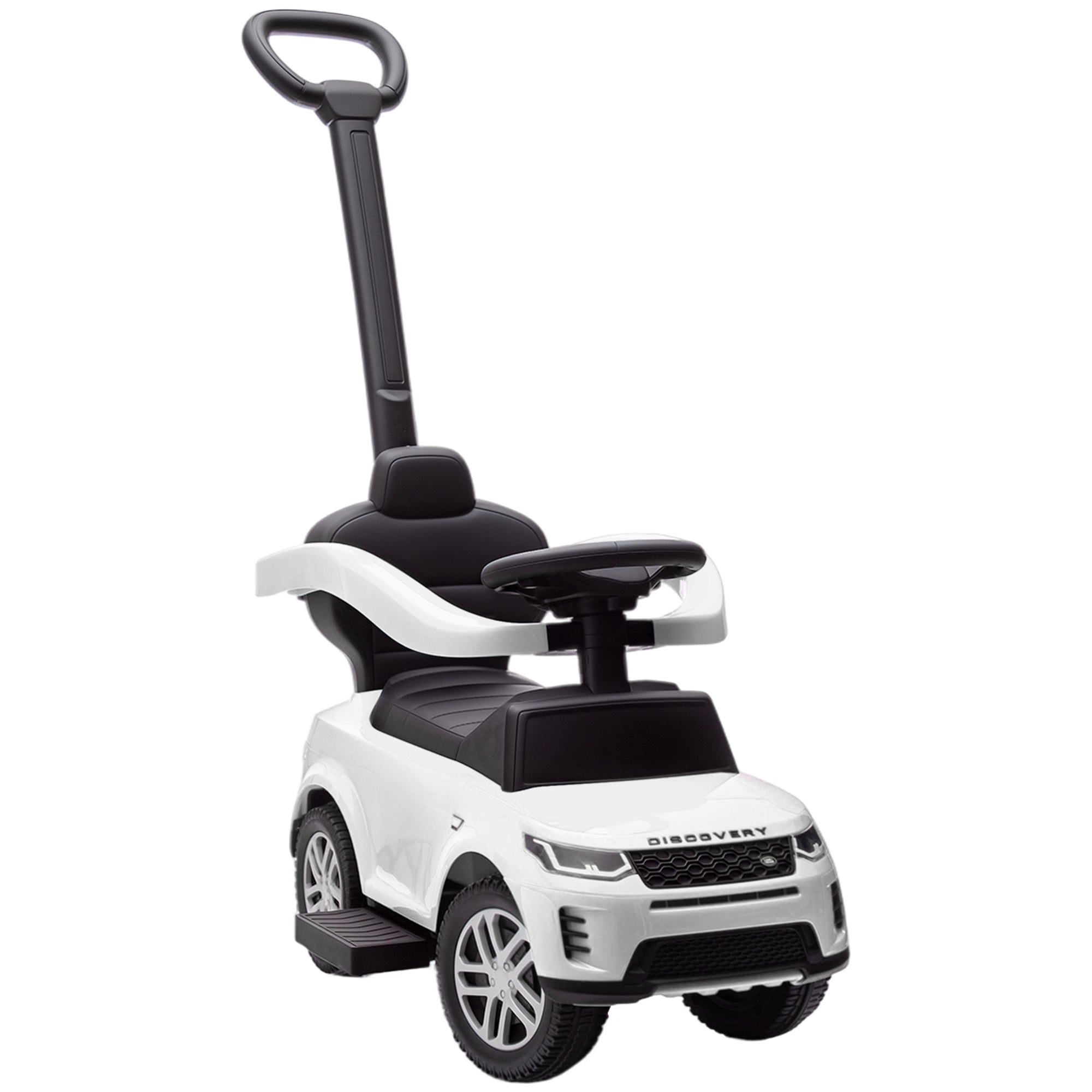 AIYAPLAY Land Rover Discovery Licensed Baby Push Car, 2-in-1 Ride on Car with Push Handle and Safety Guardrail, White 