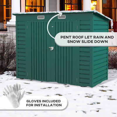 Outsunny 3.7 x 7.9ft Galvanised Steel Shed, with Latched Door and Padlock - Green 