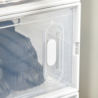 HOMCOM 8PCS Clear Shoe Box, Plastic Stackable Shoe Storage Box for UK/EU Size up to 8.5/43 with Magnetic Door for Women/Men, 25 x 35 x 19cm 