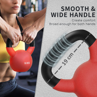 HOMCOM Soft Kettlebell, 10kg Kettle Bell with Non-Slip Handle for Home Gym Weight Lifting and Strength Training, Red 
