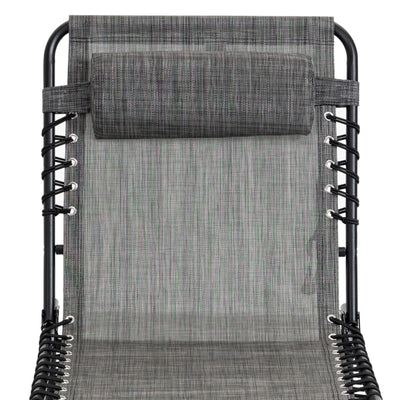 Outsunny Portable Sun Lounger Set of 2, Folding Camping Bed Cot, Reclining Lounge Chair 5-position Adjustable Backrest with Side Pocket, Pillow for Patio Garden Beach Pool, Mixed Grey 