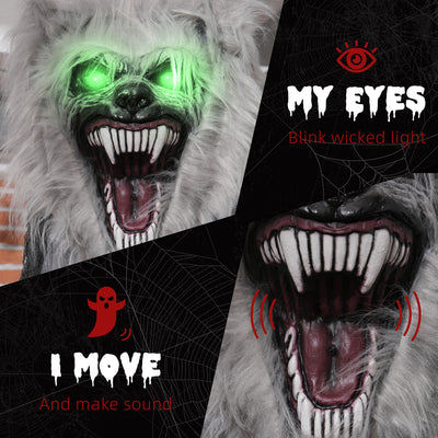 HOMCOM 6'8" Skeleton Werewolf Halloween Animatronic, with Glowing Eyes 