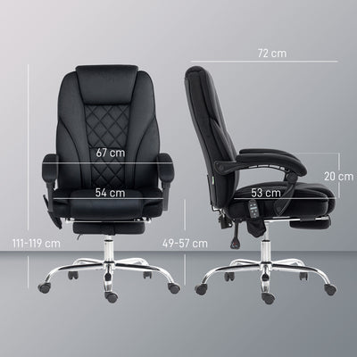 Vinsetto Massage Office Chair, Heated Reclining Computer Chair with Adjustable Height and Footrest, Black 