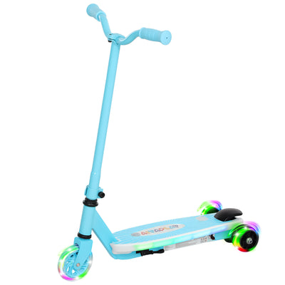 AIYAPLAY Electric Scooter for Kids Ages 4-7, with Auxiliary Rear Wheels, Flashing LED Light and Electric Brake, Kids Electric Scooter for Boys Girls, 6 KM/H & 8 KM, Blue 