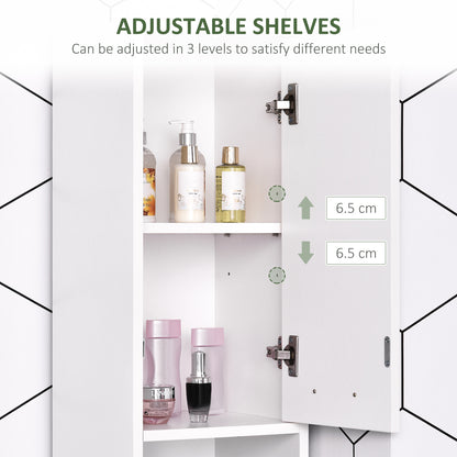 HOMCOM Bathroom Floor Storage Cabinet Slim Tallboy w/ Door Cupboard & Shelves For Living Room, Bedroom, Hallway White 