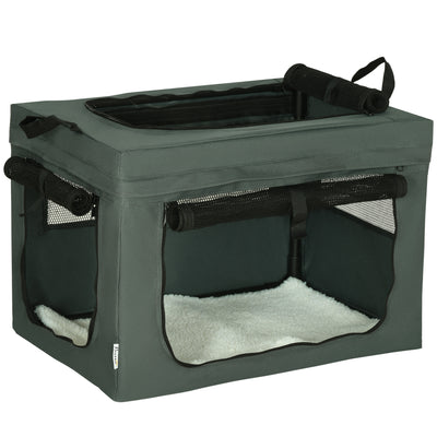 PawHut 60cm Pet Carrier, with Cushion, for Miniature Dogs - Grey 