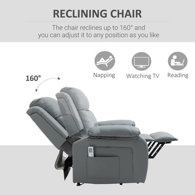 HOMCOM Electric Power Lift Recliner Chair Vibration Massage Reclining Chair with Remote Control and Side Pocket, Grey 