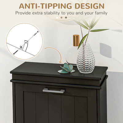 HOMCOM Two-Drawer Minimalistic 10-Shoe Cabinet - Black 