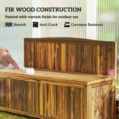 Outsunny Wood Storage Bench for Patio Furniture, Outdoor Garden Seating Tools, Brown 
