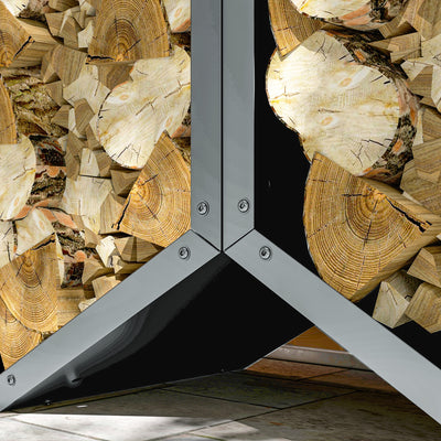 Outsunny Three-Shelf Hexagon Metal Firewood Rack - Grey 