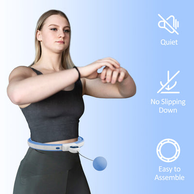 SPORTNOW Smart Weighted Hula Hoop, Massage Hula Ring w/ 16 Detachable Knots, 360° Auto-Rotating Ball, Digital Counter Light Blue 