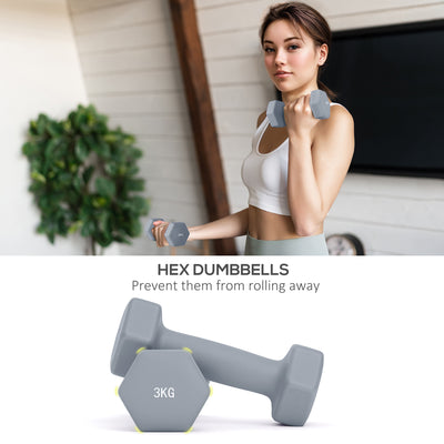 SPORTNOW Dumbbells Set with Storage Rack, 2 x 1kg, 2 x 2kg, 2 x 3kg, Green 