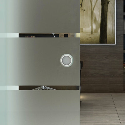 HOMCOM 90cm Sliding Glass Door Set Include Hardware Track Kit, Frosted Tempered Glass with Stripe Pattern, Round Handle 