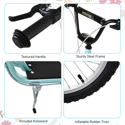 HOMCOM Kick Scooters for Kids with Adjustable Height, Anti-Slip Deck, Dual Brakes, Rubber Tyres, for Boys and Girls Aged 5+ Years Old - Blue 