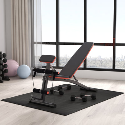 HOMCOM Foldable Weight Bench, Adjustable Strength Training Sit Up Ab Bench, Incline/Decline, Red 