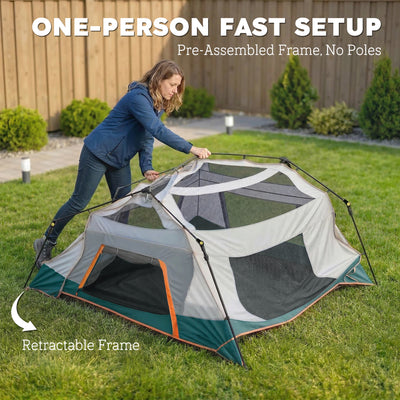 Outsunny Cabin Tent Easy Setup 3000mm Waterproof Camping Tent 4 Person with Carrying Bag Green 
