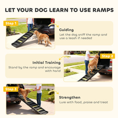 PawHut Dog Car Ramp with Anti-Slip Steps, 10-Steps Pet Stairs for Pets to Access Cars and High Beds, Black 