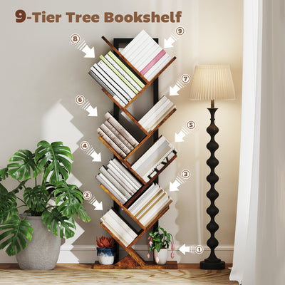 HOMCOM Eight-Section Tree Bookcase - Wood-Effect 