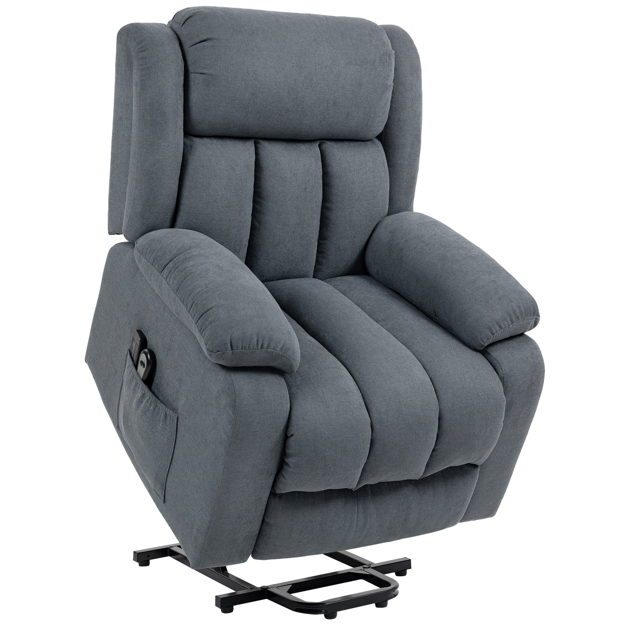 HOMCOM Power Lift Recliner Chair with Massage, Overstuffed Lift Chair for Elderly with Footrest, Remote and Side Pocket, Grey 