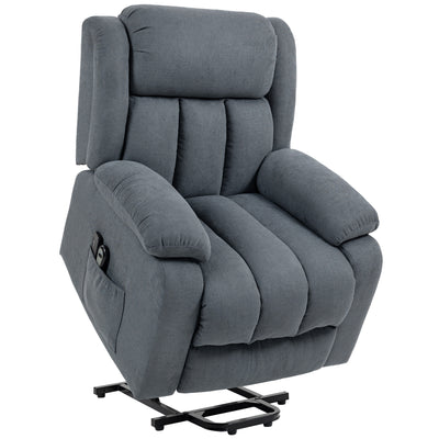 HOMCOM Power Lift Recliner Chair with Massage, Overstuffed Lift Chair for Elderly with Footrest, Remote and Side Pocket, Grey 