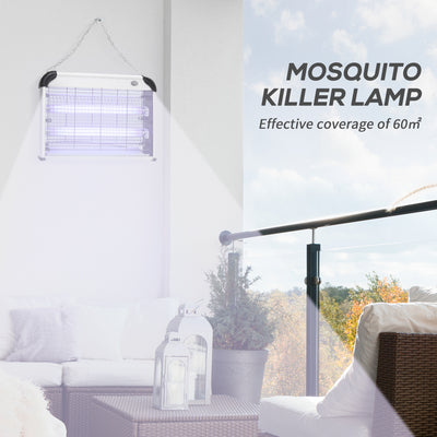 Outsunny Free Standing Wall Hanging 20W Electric Fly Mosquito Killer Electric Fly Zapper, Bug Zapper, Insect Killer, Silver 
