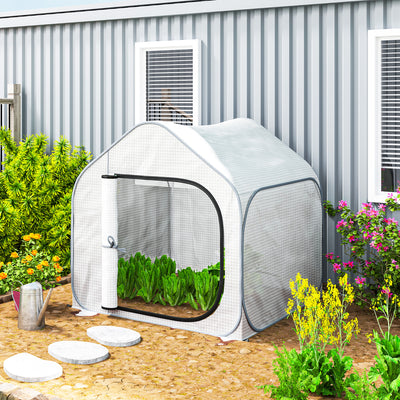 Outsunny 150 x 148cm Pop-Up Greenhouse - White 