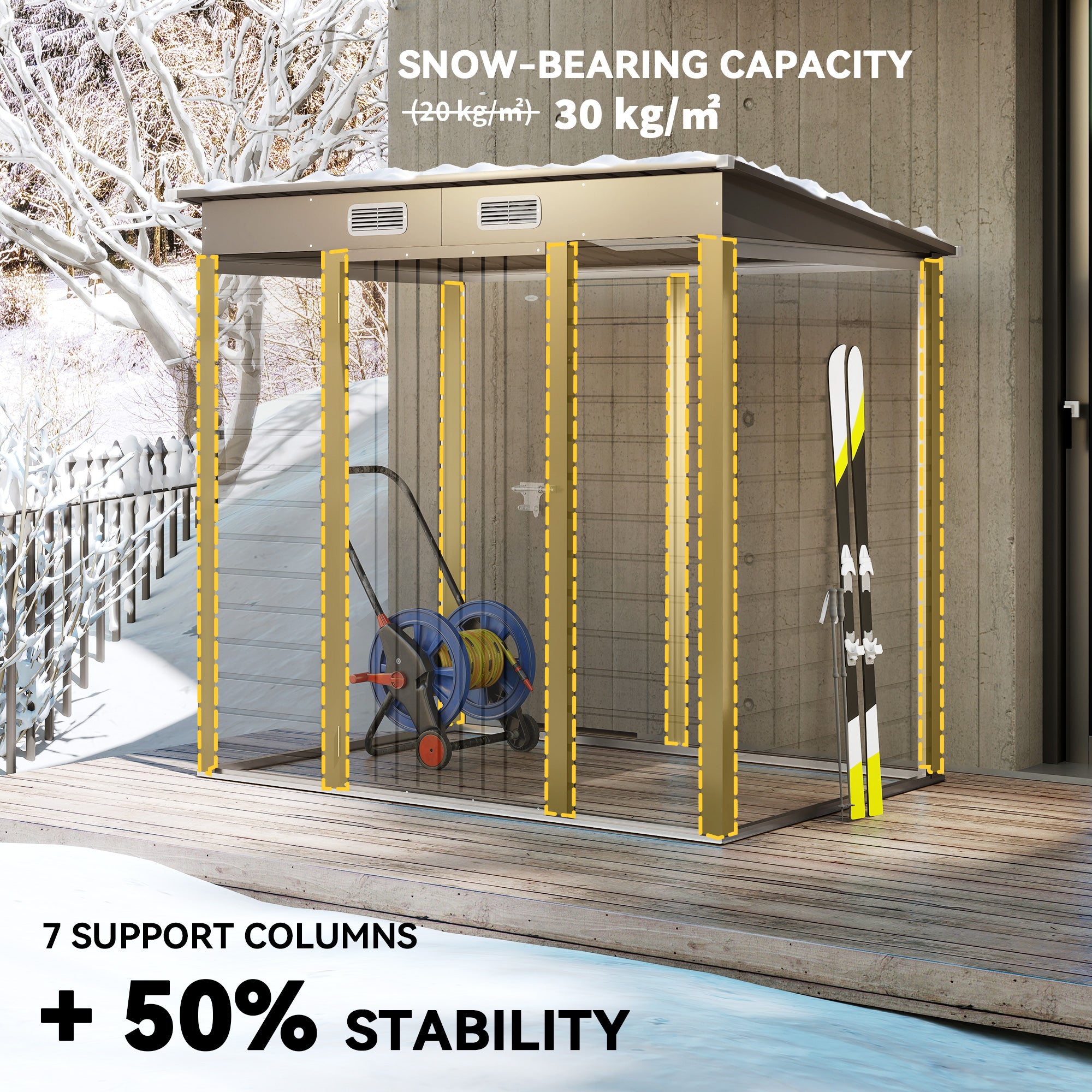 Outsunny 4 x 6ft Galvanised Metal Garden Shed, with Locking Door - Grey 