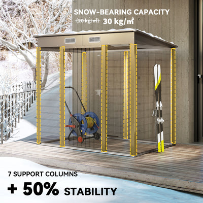 Outsunny 4 x 6ft Galvanised Metal Garden Shed, with Locking Door - Grey 